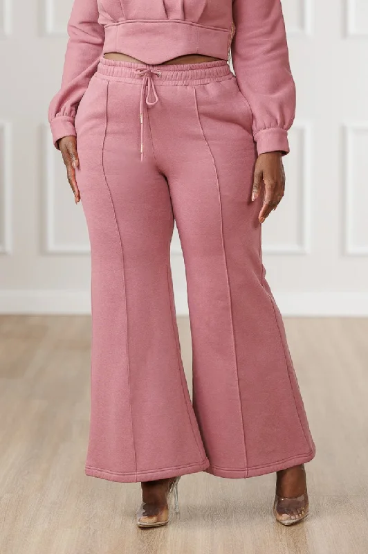 FINAL SALE - Quinnley Seamed Flare Pants - Old Rose