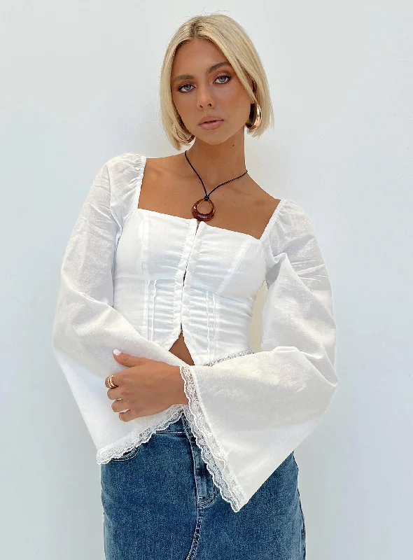 Silvanna Long Sleeve Top White