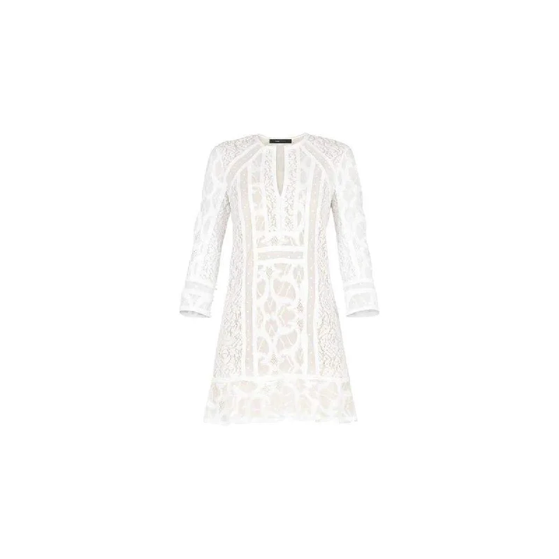 Sofee Lace-Blocked Flounce Tunic Dress