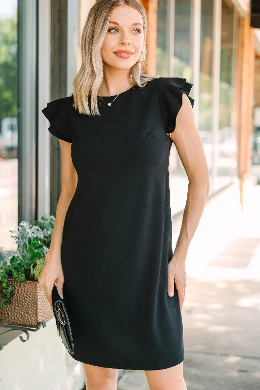 Beauty Bound Black Ruffled Sleeve Dress