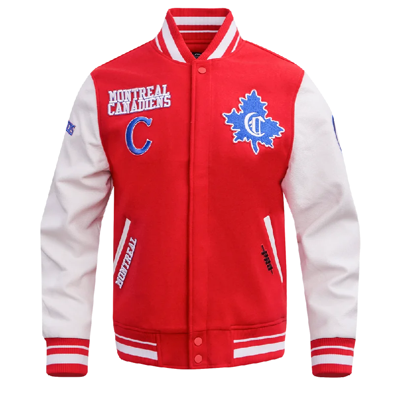 NHL MONTREAL CANADIENS RETRO CLASSIC MEN'S RIB WOOL VARSITY JACKET (RED/WHITE)