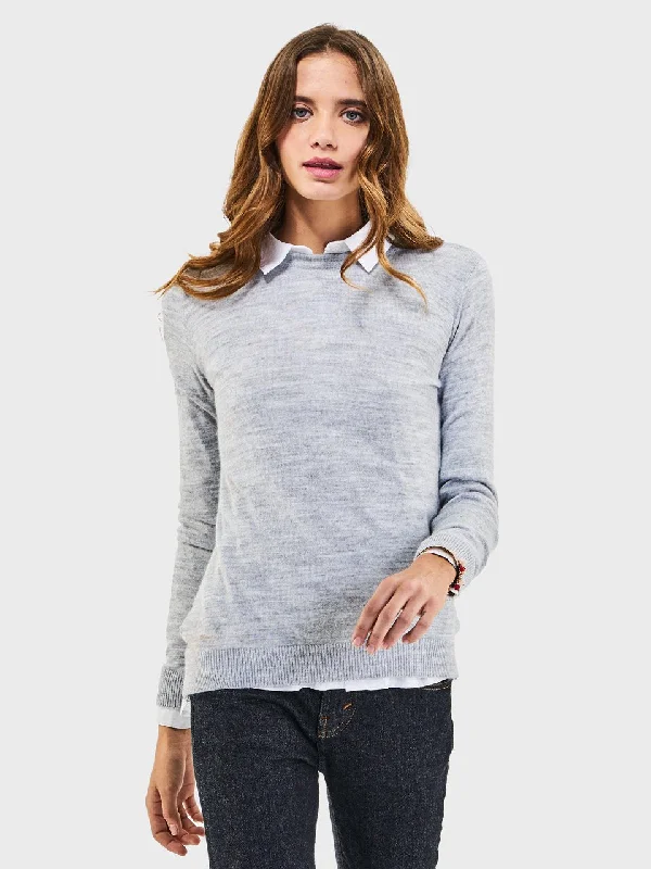 Ladies' Melange Crewneck Sweater - Heather Grey