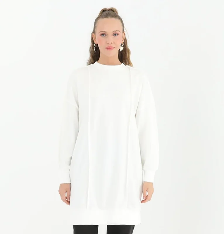 Modern Muslim Women's Outside Seam Sweater - 10512 White