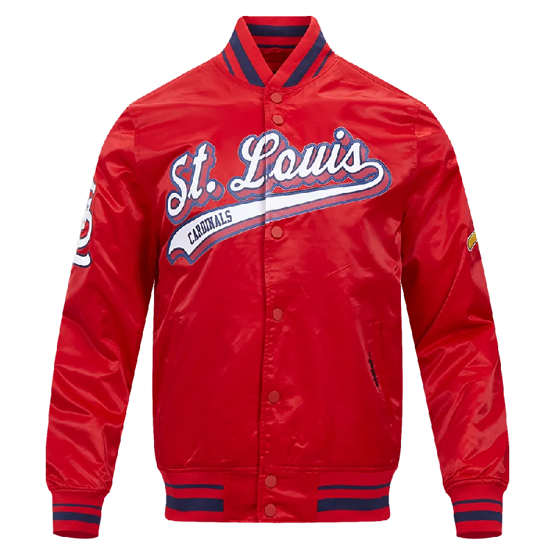 MLB ST. LOUIS CARDINALS SCRIPT TAIL MEN'S SATIN JACKET (RED/MIDNIGHT NAVY/RED)