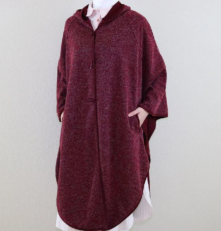 Puane Hooded Poncho 9022 Burgundy