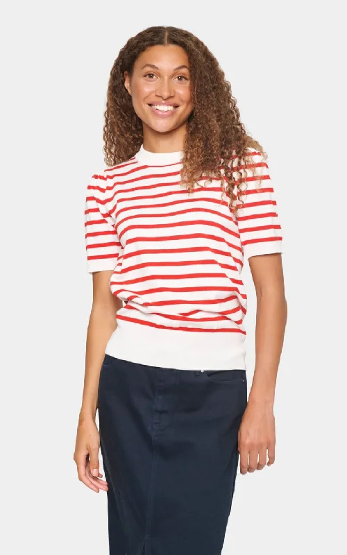 Saint Tropez- Mila Short Sleeve Stripe Pullover