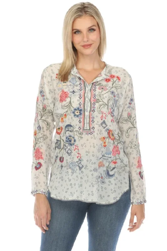 Johnny Was Biya Nya Silk Floral Blouse Boho Chic B13224A2