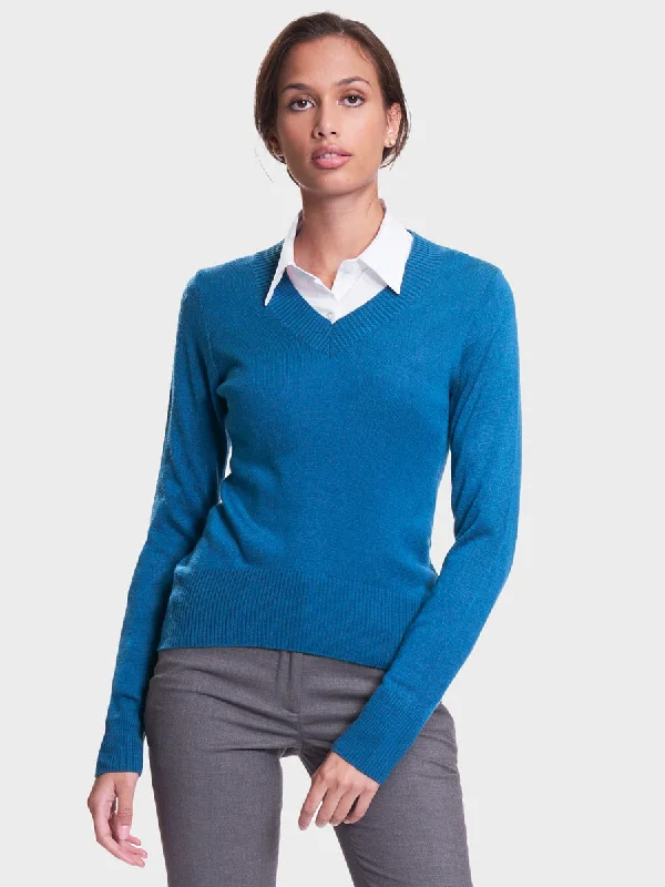 Ladies' Favorite V-Neck Sweater - Aquamarine