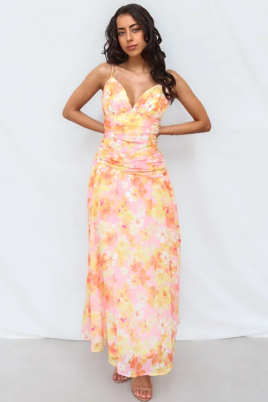 Yura Maxi Dress - Yellow Floral