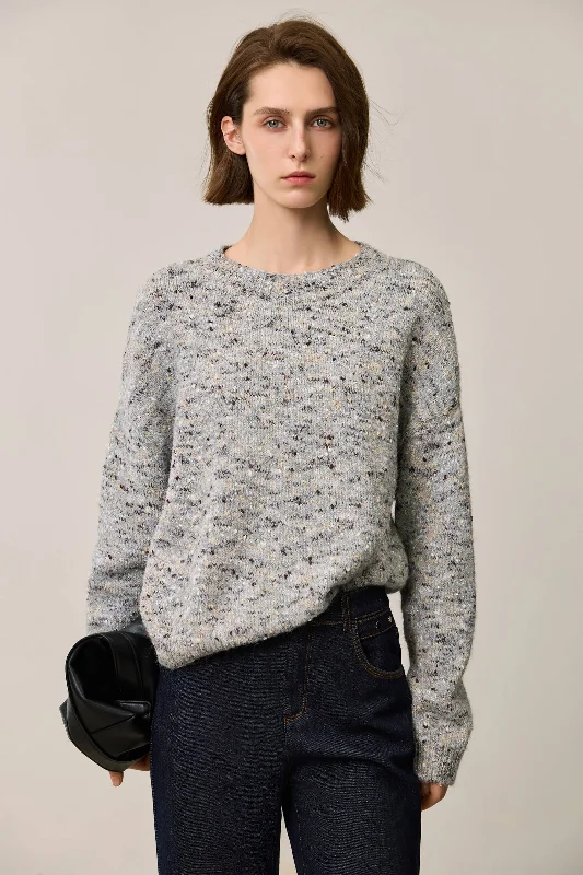 LILY Retro Textured Crewneck Knit Sweater