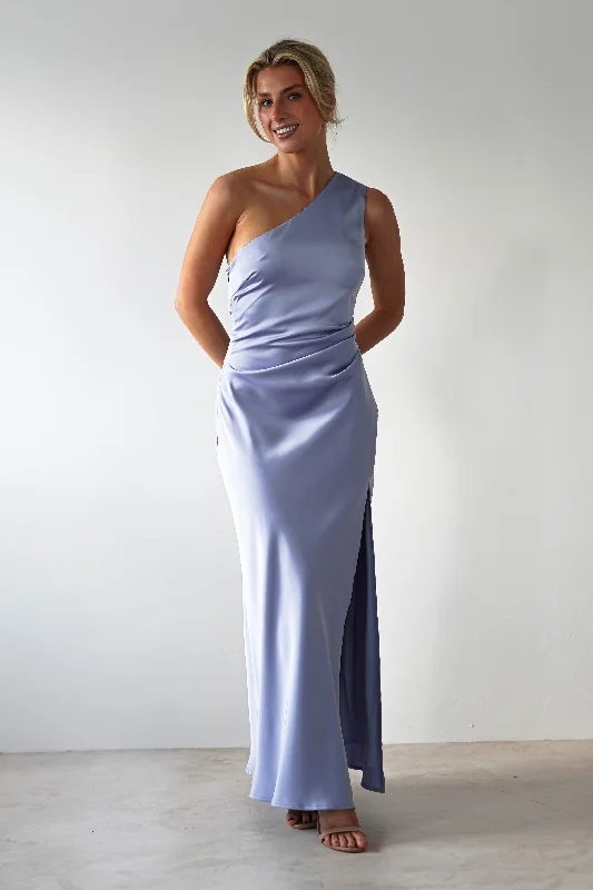 Meera Soft Matte Satin Midaxi Dress | Periwinkle Blue