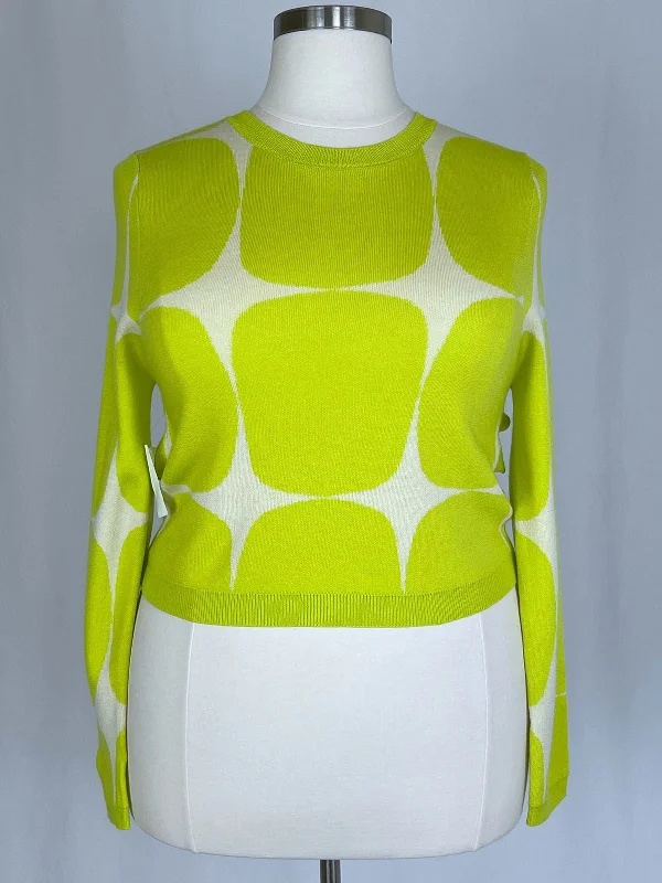 Find Me Now Size L (18/20) Lime Green '60s Print Sweater NWT