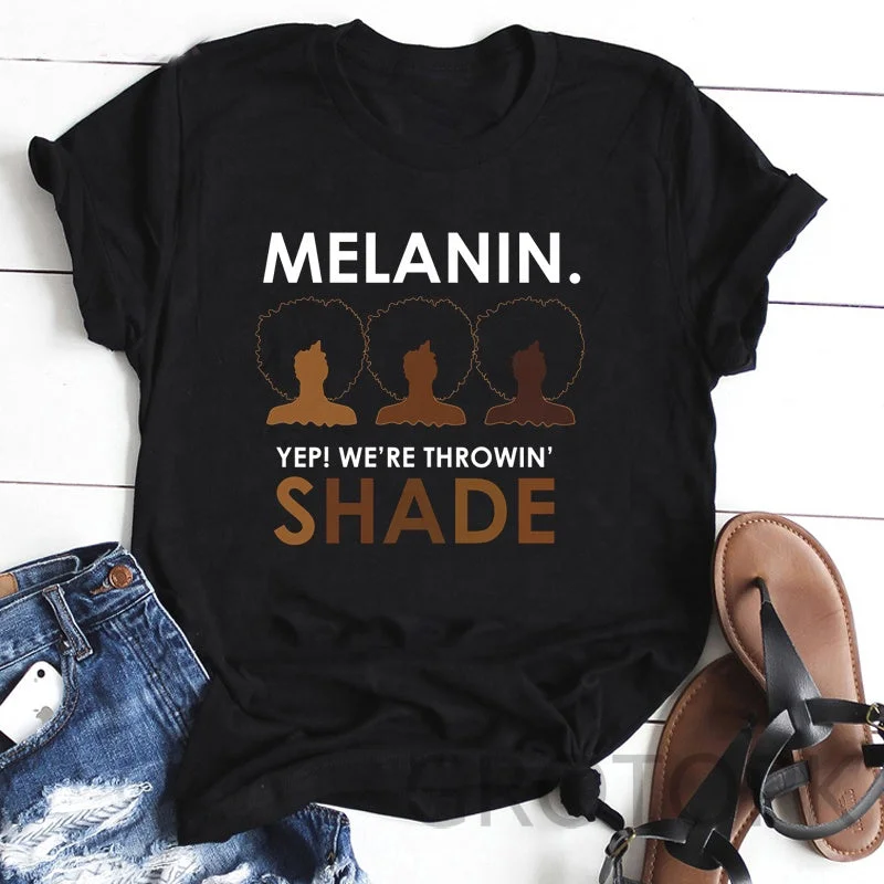 Wholesale  Women T Shirts Melanin Women Printed 100% Cotton Custom Brand Graphic  Oversized T-Shirt