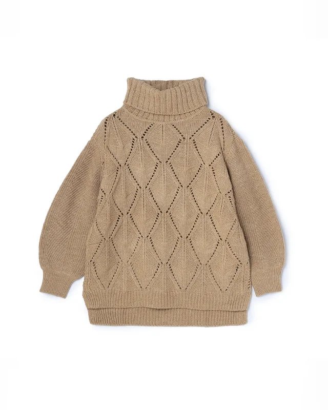 Diamond Cable Wool Mix Chunky Knit Top