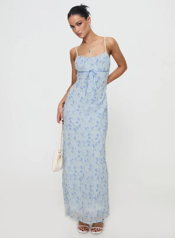 Valencia Maxi Dress Blue Floral