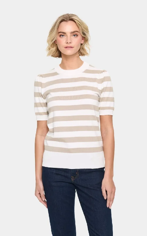 Saint Tropez- Mila Short Sleeve Block Stripe Pullover