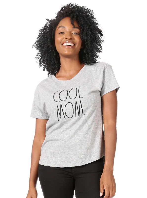 Women's "COOL MOM" Short Sleeve Shirttail Hem T-Shirt