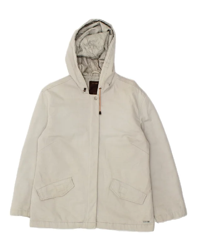 GAS Womens Hooded Windbreaker Jacket UK 14 Medium White Cotton