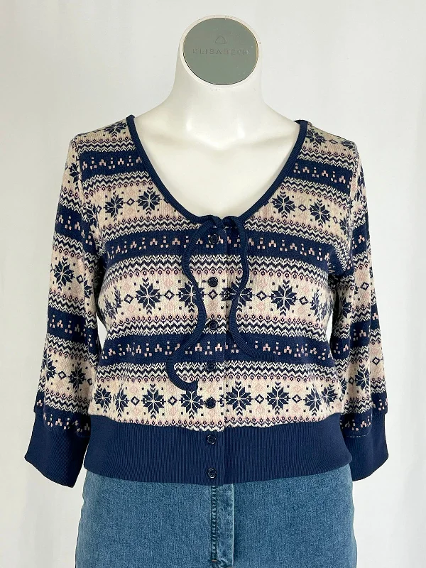 Unique Vintage Size 18 Navy & Beige Snowflake Retro Sweater