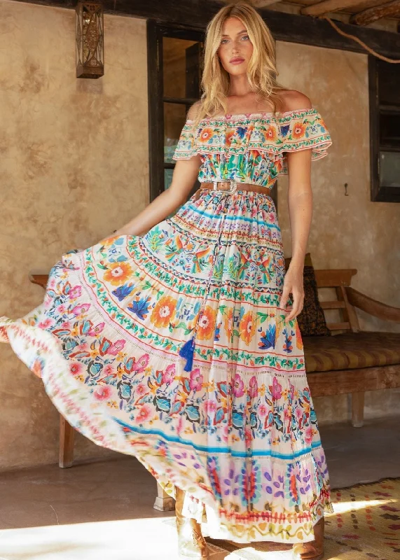 Off Shoulder Maxi Print Dress Yalla