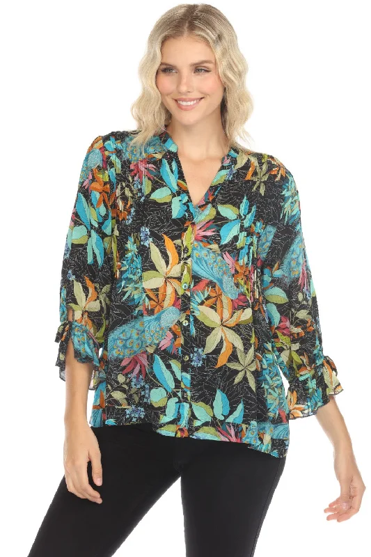 Johnny Was Vacanza Paon Floral Blouse C13724A4