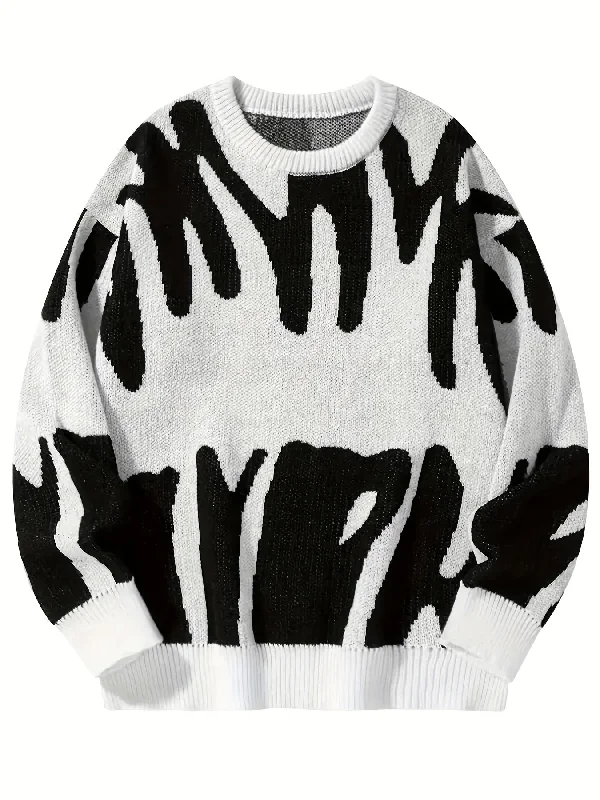 Sixsr Y2K Graphic Pattern Pullover Sweater, Crew Neck Long Sleeve Sweater, Women's Clothing