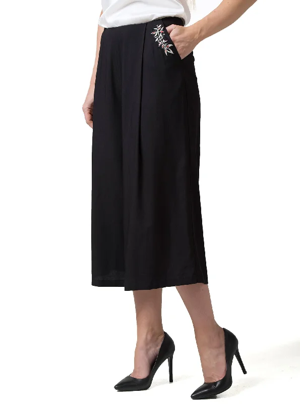 Black Bamboo Culotte Trousers PERIT