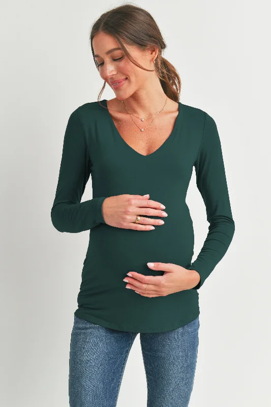 Deep V Neck Rayon Modal Maternity Top