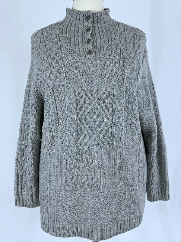 Vintage Ralph Lauren Size 3X (22/24) Gray Cable-Knit Sweater