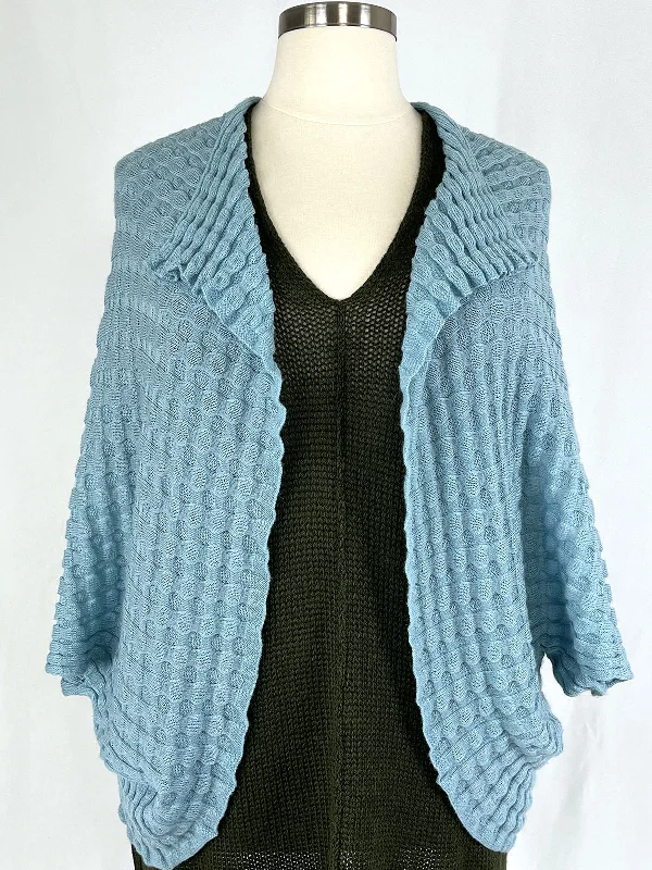 Beyond Threads Size S/M Open Size Aqua Textured Shawl Cardigan